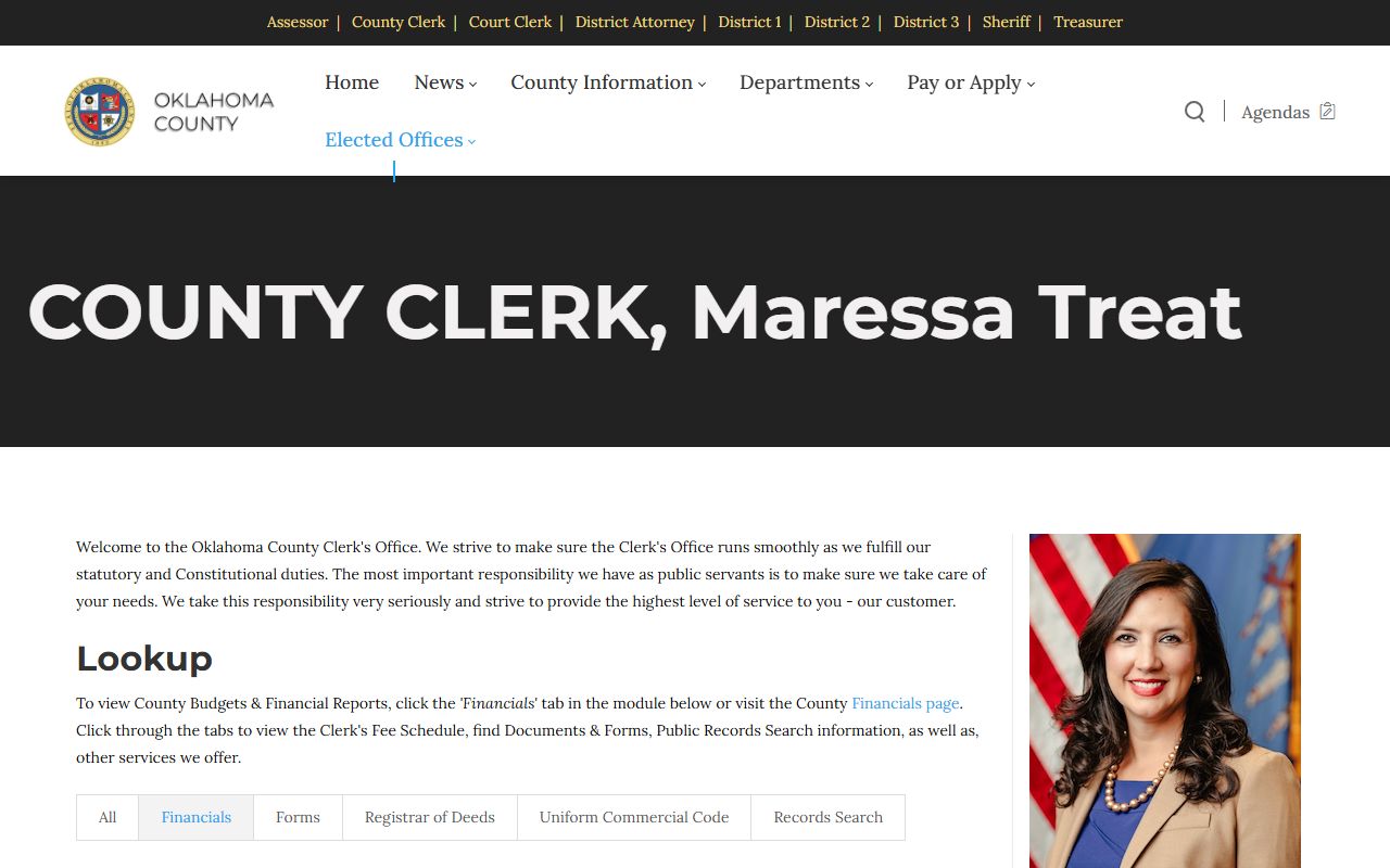 Oklahoma County Clerk land records and registrar of deeds landing page