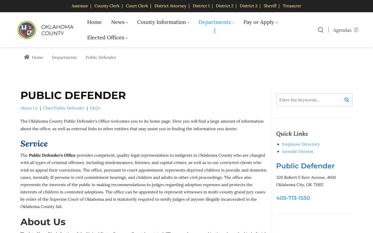 Oklahoma County Public Defender office for people facing court charges
