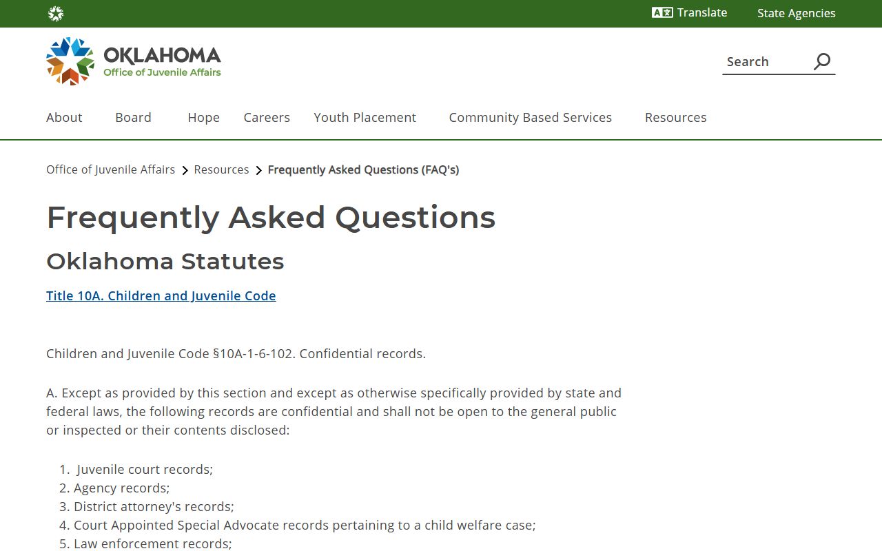 Oklahoma juvenile records FAQ related to Oklahoma County criminal court records