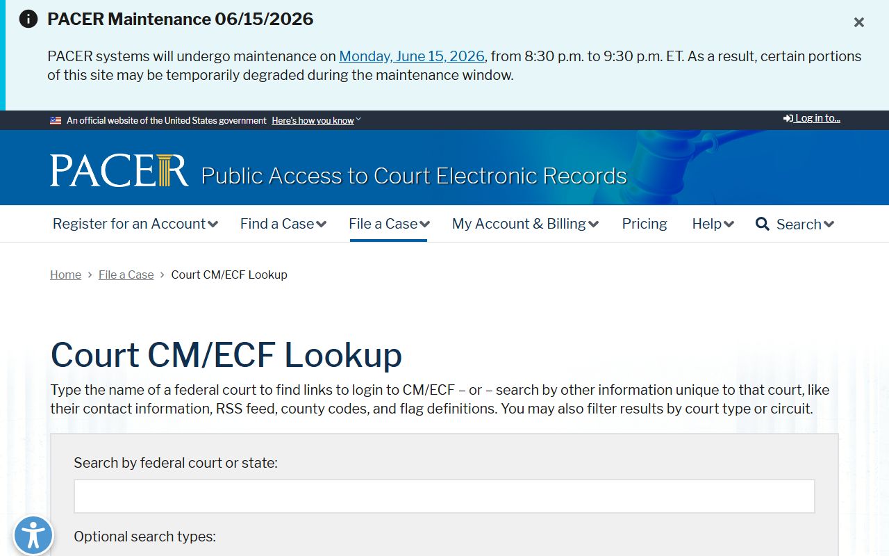 PACER CM/ECF lookup for Oklahoma County federal court records