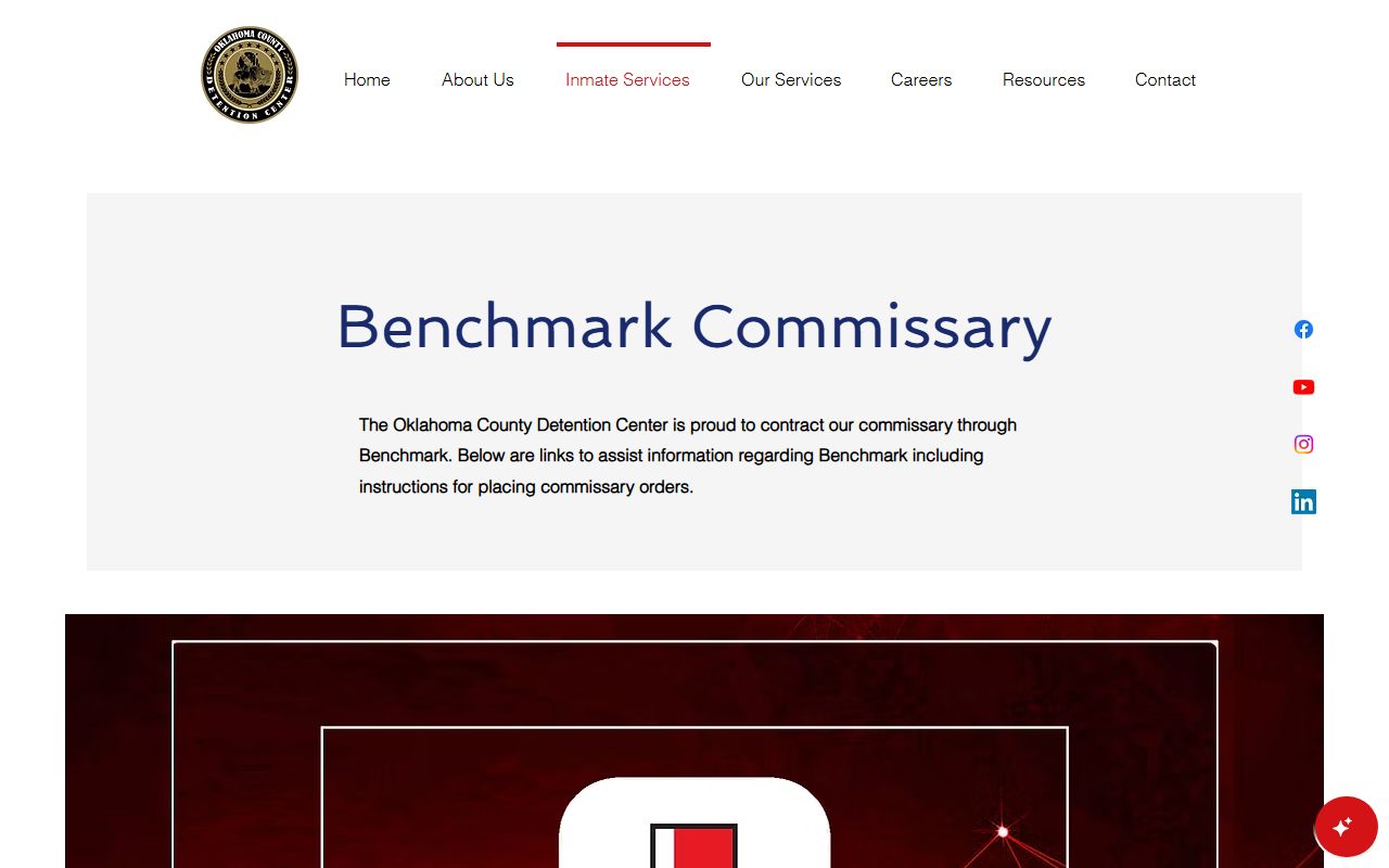 Oklahoma County jail commissary and inmate money deposit page