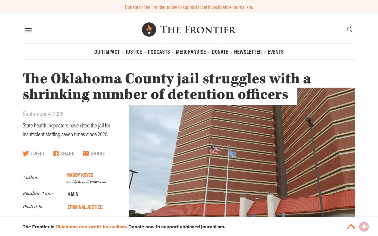 Oklahoma County probate context news photo on county jail staffing levels